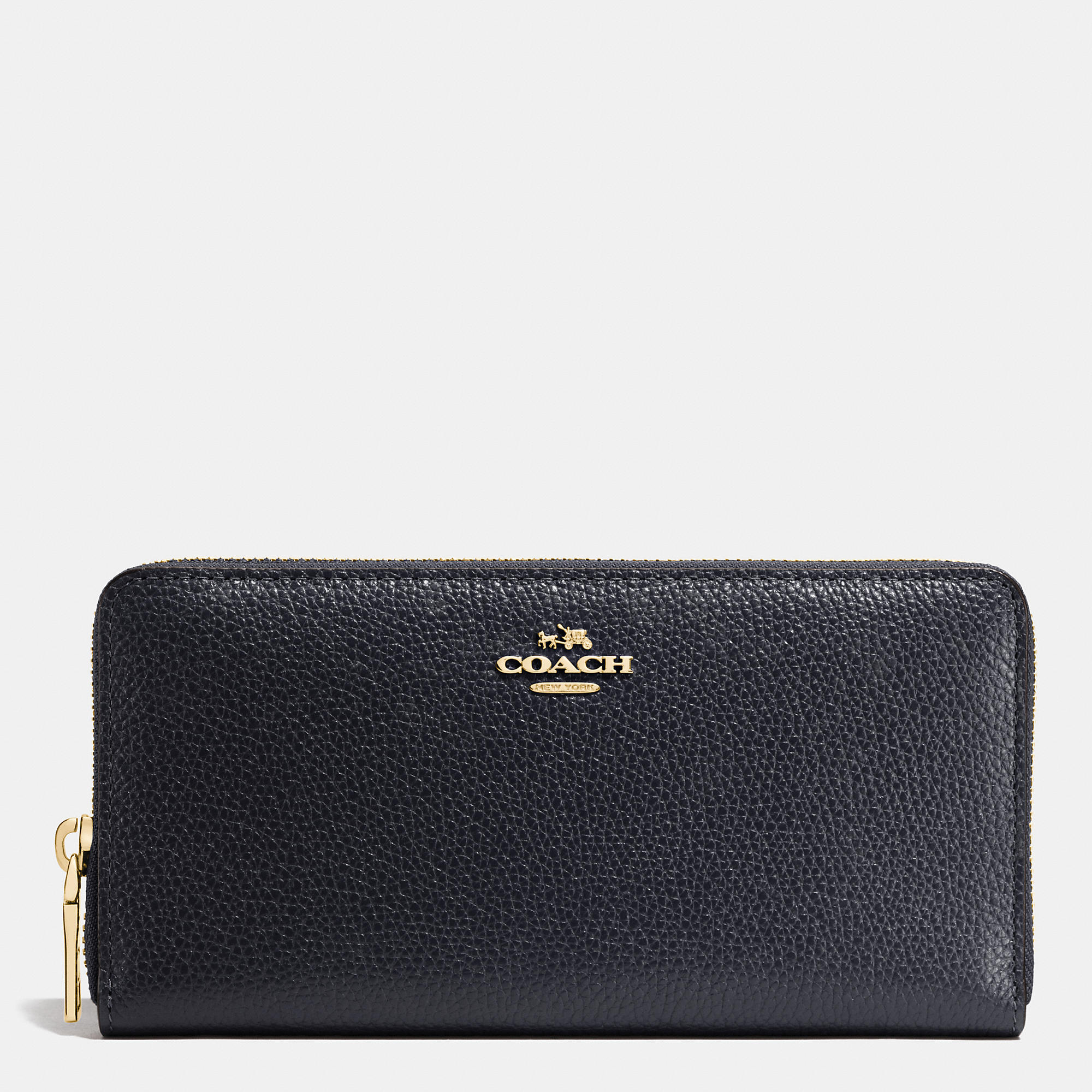 Fashion Classic Coach Accordion Zip Wallet In Pebble Leather | Women